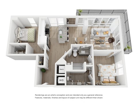Floor plan for 2 beds, 1 bath, 948 sqft
